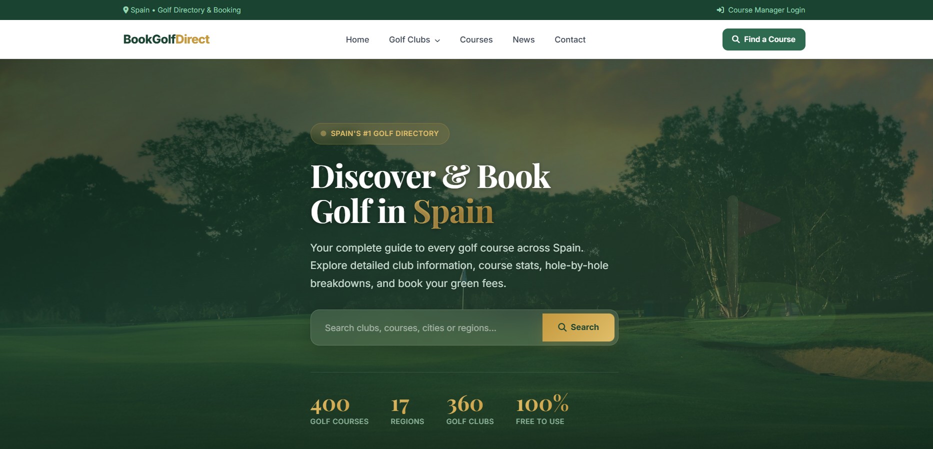 BookGolfDirect landing page screenshot