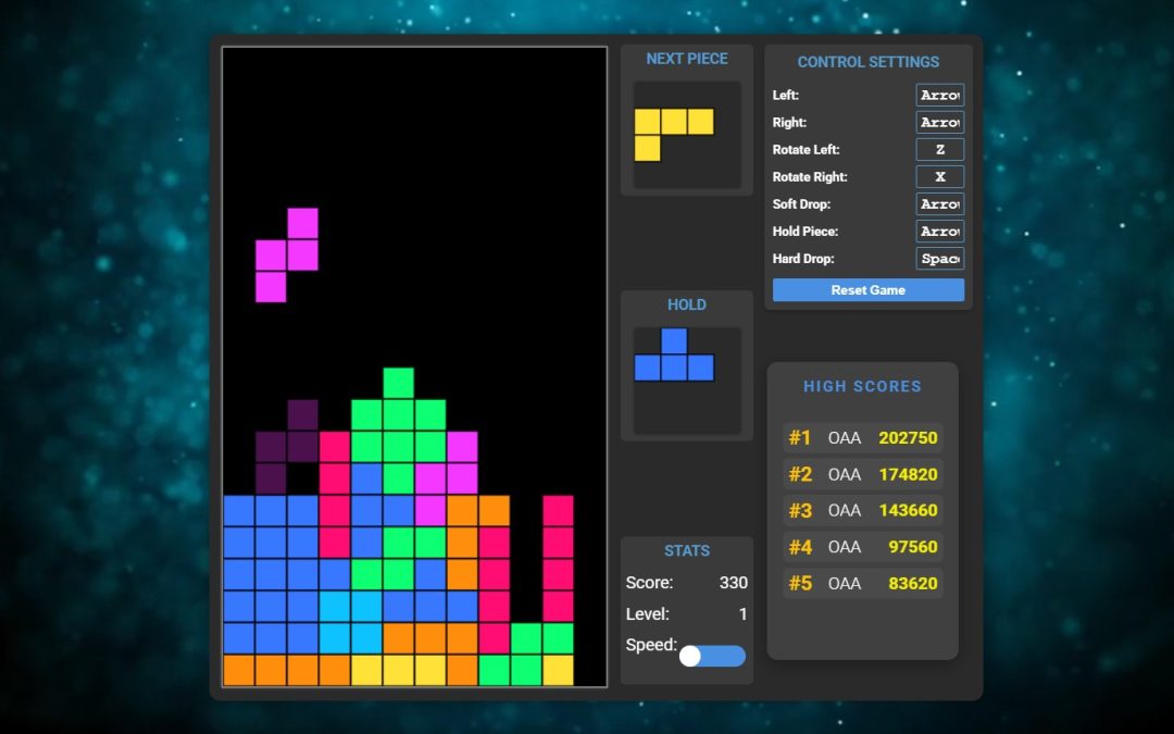Tetris game with high score