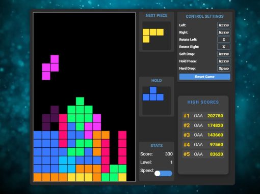 Tetris game with high score